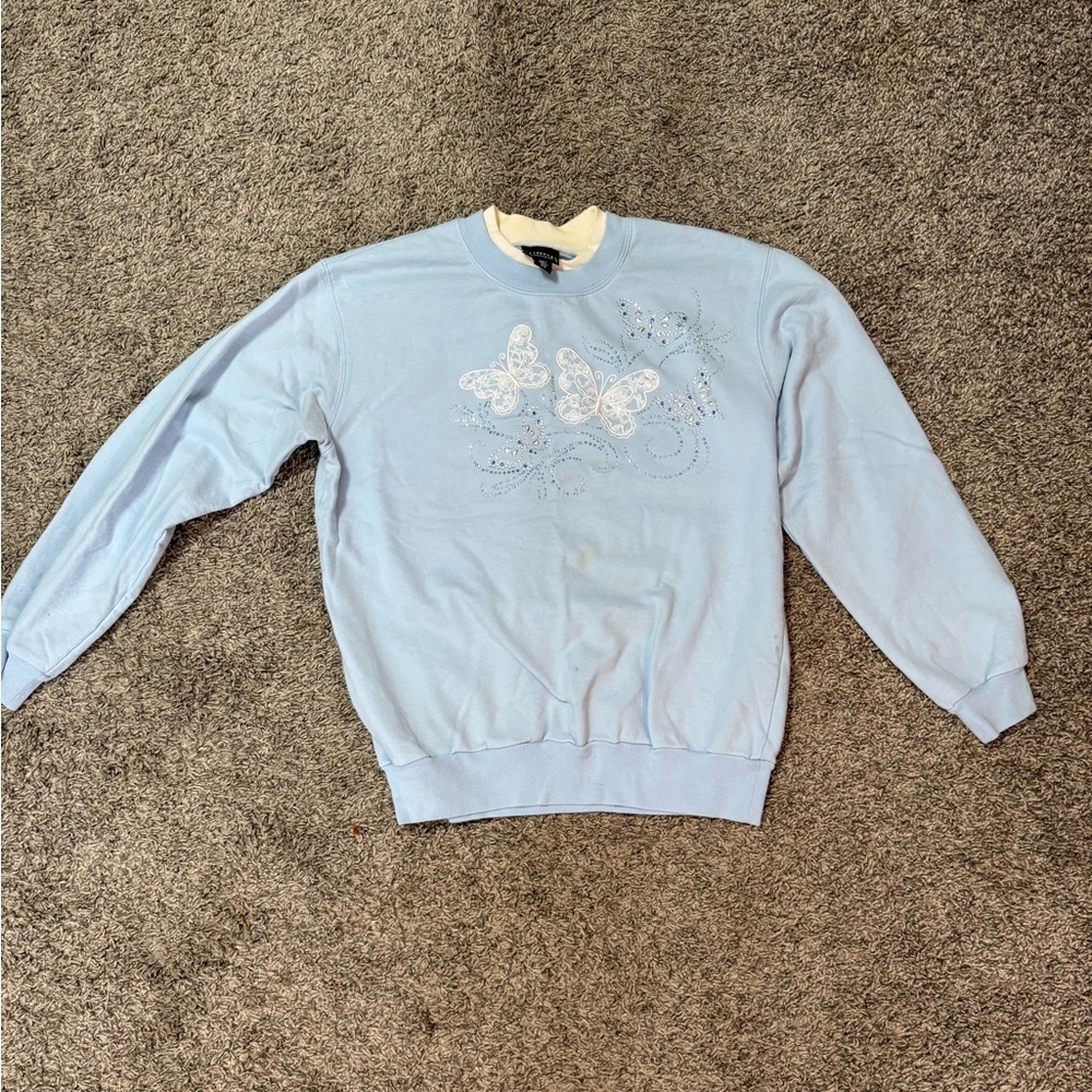 Vintage Sky Blue Butterfly Sweatshirt